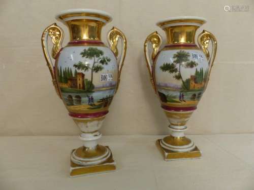 A pair of Medicis vases in Brussels porcelain. Per…