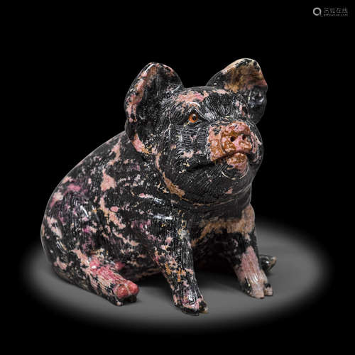 Rhodonite Carving of a Pig