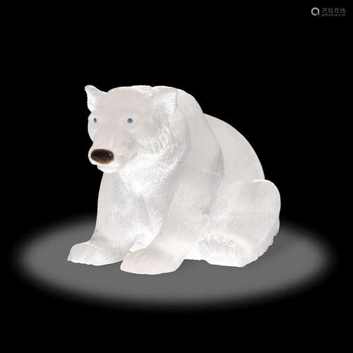 Rock Crystal Polar Bear Carving by Manfred Wild