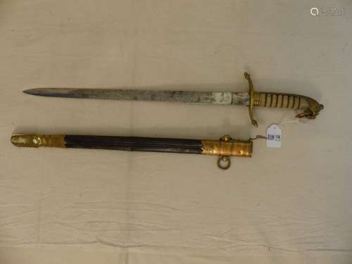 Small brass sword with stingray handle. English wo…