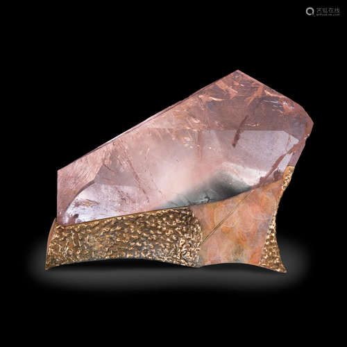 Impressive Morganite Sculpture on Illuminated Stand by Lawrence Stoller