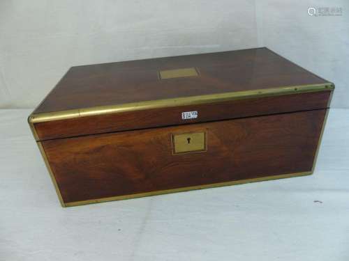 A large rosewood and brass writing case. English w…