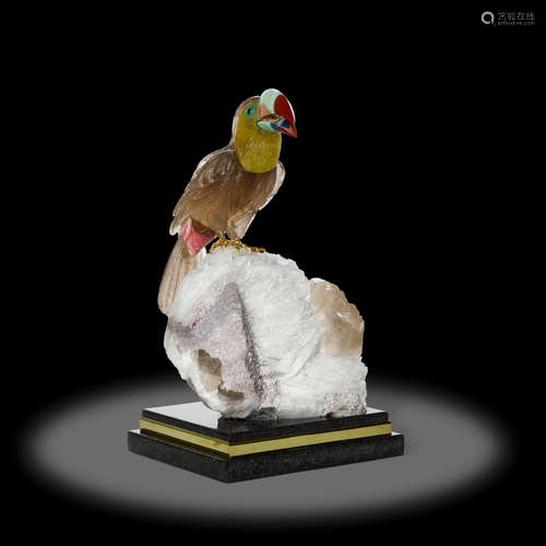 Multi-gemstone Carving of a Toucan by Peter Muller