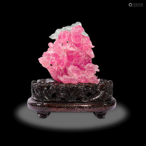 Published Piece: Pink and Green Tourmaline Carving, Ex. Herb and Monika Obodda Collection