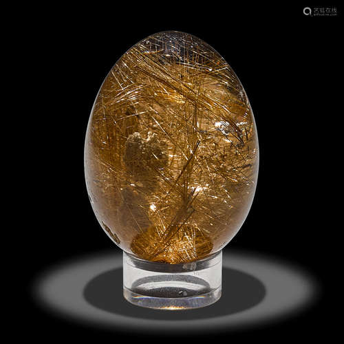 Rutilated Smoky Quartz Egg-form Carving