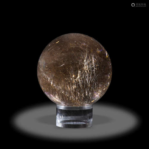 Rutilated Smoky Quartz Sphere