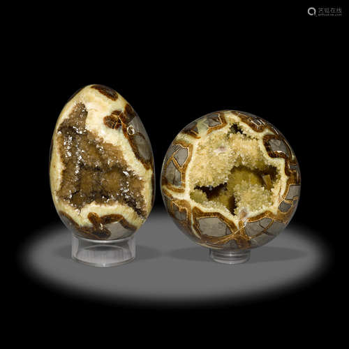 Two Polished Septarian Objects