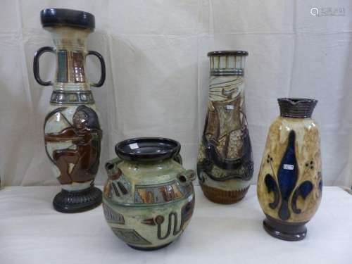 4 large vases in Guérin stoneware.