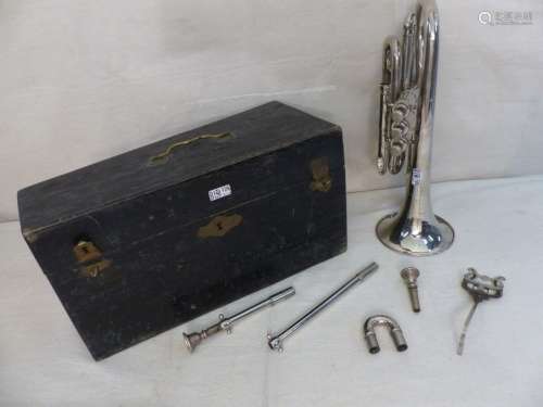Nickel plated copper trumpet. Signed Halam Diploma…
