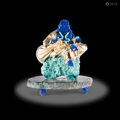 Lapis Lazuli Carving of a Buddha by Luis Alberto Quispe Aparicio