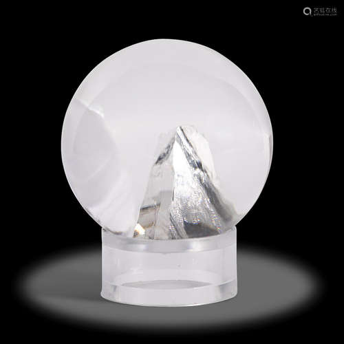 Rock Crystal Quartz Sphere with Negative Crystal Inclusion