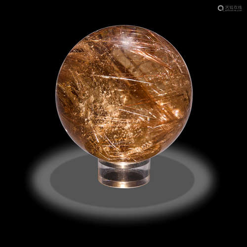 Rutilated Smoky Quartz Sphere