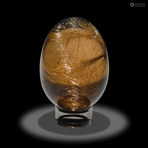 Rutilated Smoky Quartz Egg-form Carving