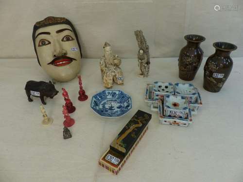 A batch of 14 Asian trinkets including ivory, porc…