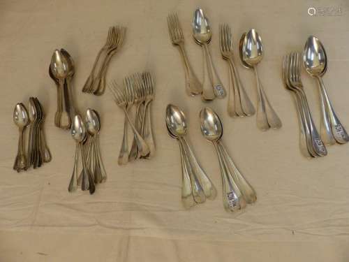 A set of 62 silver cutlery. Period: 19th century. …