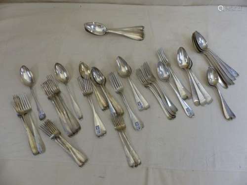 A set of 55 silver cutlery. Period: 19th century. …