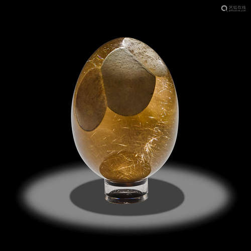 Rutilated Smoky Quartz Egg-form Carving