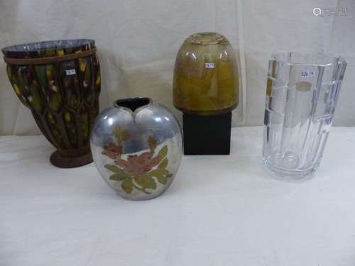4 vases; Cristal du Val Saint Lambert, blown glass…