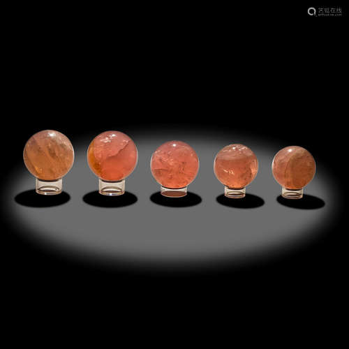 Five Rose Quartz Spheres Including Four with Asterism