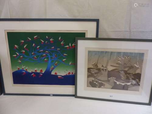 Two colour lithographs signed and numbered Folon 4…