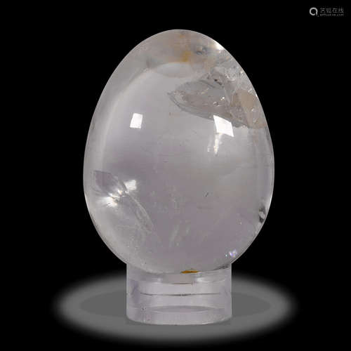 Quartz Egg-form Carving with Negative Crystal Inclusion