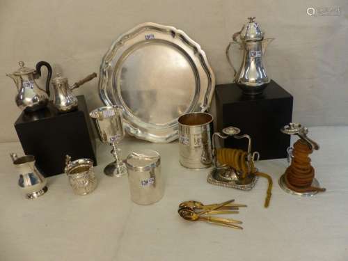 A set of small silverware, 11 pieces, and a silver…
