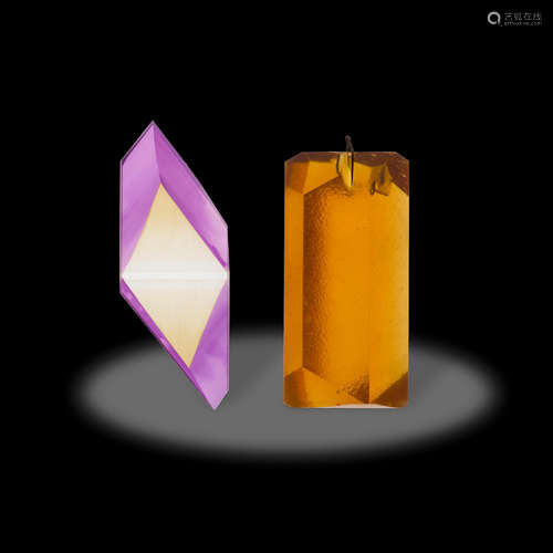 Sythethic Quartz var. Ametrine and Two Additional Synthetic Quartzes