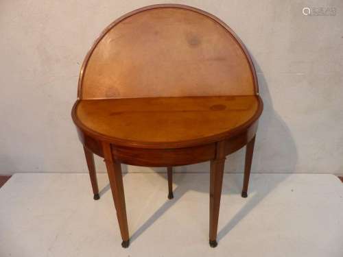 Mahogany Directoire style half moon table. Period:…