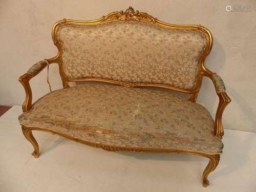 A Regency style sofa in gilded wood. Period: 1900.