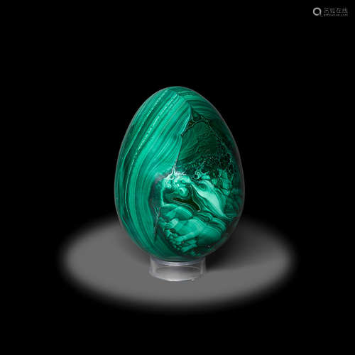 Large Malachite Egg-form Carving