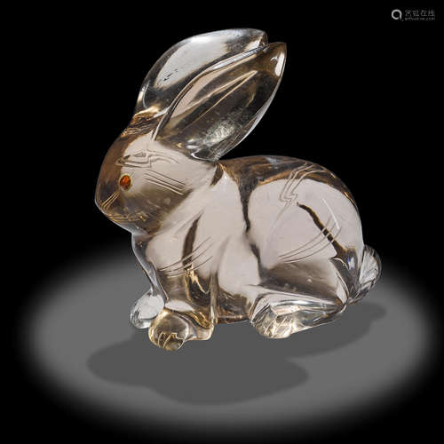 Large Smoky Quartz Carving of a Rabbit