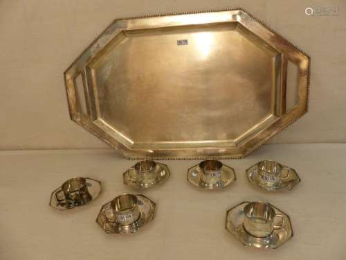 A serving tray and 6 cups and saucers in Austro Hu…