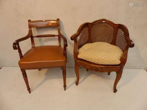 Louis XV style office armchair and a mahogany cabr…