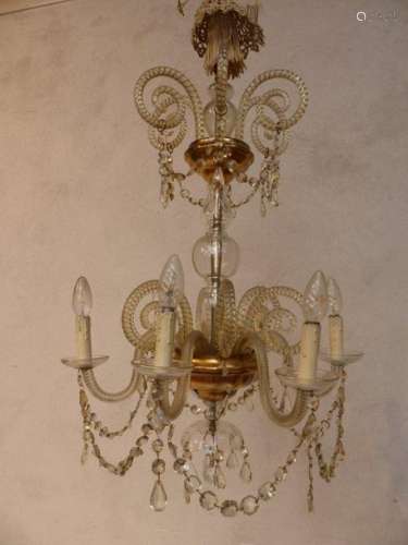 Small chandelier in Liege glass. Period: early 20t…