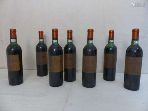 7 bottles Château La Tour Haut Brion 1972. (low le…