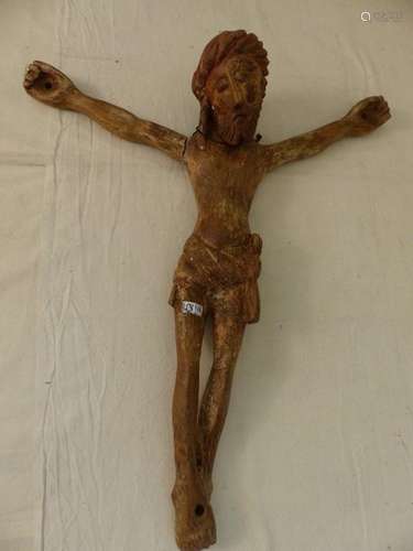 Christ on the cross in carved oak with traces of p…