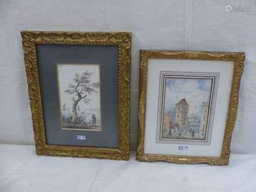 Lot of 2 small watercolours including \