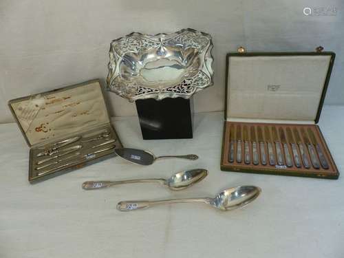 Lot of silverware including 2 boxes, a basket, a p…