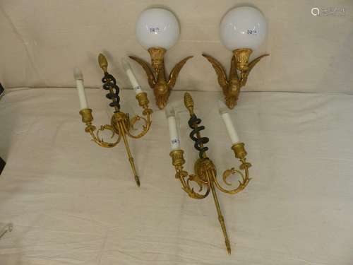 Two pairs of wall lights with swans and snakes in …