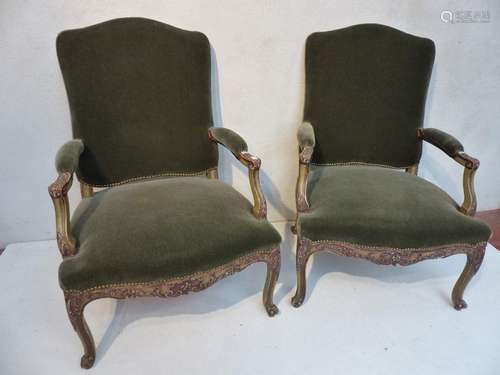 Pair of Regency style armchairs upholstered in gre…