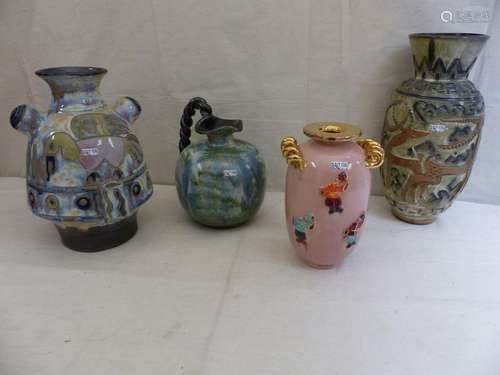 4 Guerin stoneware vases.