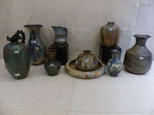 A batch of 9 vases or bowls in Guérin stoneware.