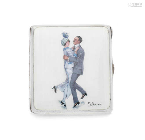 A silver and enamel cigarette case Austrian or German, circa 1920