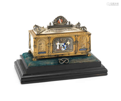 AYNSLEY CHINA INTEREST: a Victorian silver and silver gilt freedom box S Blanckensee & Son Ltd, Birmingham 1899