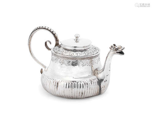 An 18th century silver teapot maker's mark only, probably Dutch