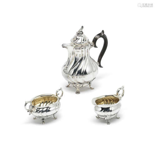 A Swedish three-piece silver coffee service C G Hallberg, Stockholm 1949 / 1950 (3)