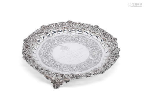 A William IV Irish silver salver James Fray, Dublin 1833