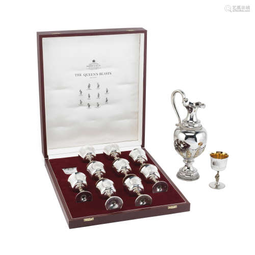 A 'Silver Jubilee Collection' cased silver and silver-gilt ewer and ten goblets Garrard & Co Ltd, London 1977, limited edition numbered 21 of 25 sets (11)