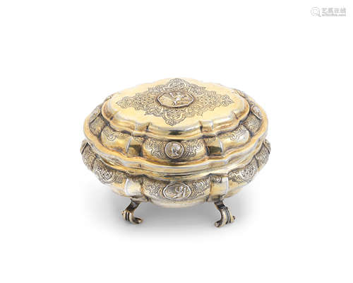 An 18th century German silver-gilt sugar box Johann Ludwig Schaop I, Augsburg circa 1730