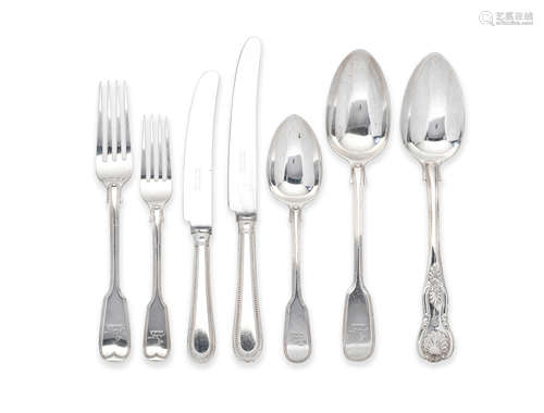 A group of Fiddle and Thread pattern silver flatware John & Henry Lias, London 1841